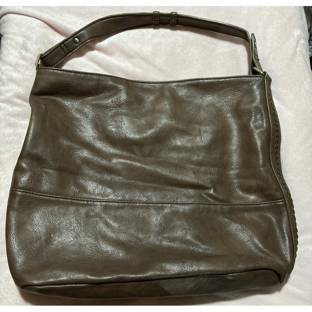 Antik Kraft Large Brown Leather Braided Trim Satchel Shoulder Bag Purse